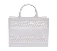 Fashion Big Capacity PVC Tote Bag Rubber Silicone Beach Bag 3/4 Clutch 12 Tooth (White, One Size)