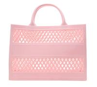 Fashion Big Capacity PVC Tote Bag Rubber Silicone Beach Bag Double Frame Clutch Wallet (Red, One Size)