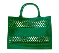 Fashion Big Capacity PVC Tote Bag Rubber Silicone Beach Bag Small Clutch for Women Evening (Green, One Size)