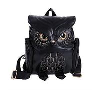 Fashion Black Cut Mini Owl Backpack for Women Girl's Pu Leather Bag