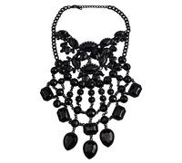 Fashion Black Teardrop Crystal Pendant Necklace Jewelry For Women Maxi Statement Necklace Bohemian Necklace