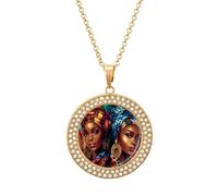 Fashion Black Woman Vintage Necklace Gold Silver Pendant Jewelry Lady Multicolored Diamond Necklaces with Chain