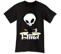 Fashion Blind Skateboard Logo Extreme Sport Men's T-Shirt Black(Large)