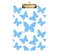 Fashion Blue Butterfly White Hanging clipboard Organizer Plastic for Homework Pediatric Size 9 x 12.5 Tabla para escribir con Clip