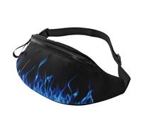 Fashion Blue Flame Bum Bag Fanny Pack for Men Women, Large Waist Pack with Zip Pockets Adjustable Waist Bag for Fitness Exercising Climbing Running Hiking Dog Walking Outdoor