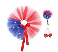 Fashion Bowknot Pet Headband Bib Pet Headband Bib Lovely Dogs Skirt Collar Headbands Set For Small Dogs Pet Skirt Colorful Pet Skirts For National Day