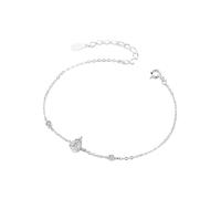 Fashion Bracelets, Bracelet Vintage Chain with Teardrop and Round Diamond 0.3ct Silver 14K White Gold 16+5cm