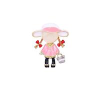 Fashion Brooch Brooch Pins Style Girl Fashion Picnic Little Double Ponytail Brooch Girl with Bag Bow The Diamond Brooch Pin Pins