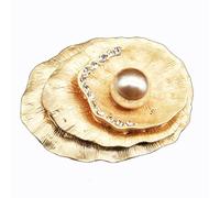 Fashion Brooch Matte Gold Brooch Flower Shell with Diamonds Geometric Suit Cardigan Pin Collar Pearl Pin Buckle Jewelry Gifts Brooches for Women Clothing Accessories(OneColor)