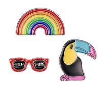 Fashion Brooches Cartoon Glasses Rainbow Bird Badge Lapel Brooch Pin Clothes Jewelry Creative and Useful Pins
