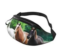 Fashion Brown White Horse Bum Bag Fanny Pack for Men Women, Large Waist Pack with Zip Pockets Adjustable Waist Bag for Fitness Exercising Climbing Running Hiking Dog Walking Outdoor