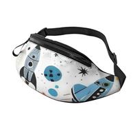 Fashion Bum Bag Cartoon Rockets, Fanny Pack for Women & Men, Casual Lightweight Adjustable Zippered Pockets Waist Bag for Travel, Sports, Hiking
