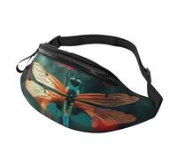 Fashion Bum Bag Dragonfly On The Flower, Fanny Pack for Women & Men, Casual Lightweight Adjustable Zippered Pockets Waist Bag for Travel, Sports, Hiking