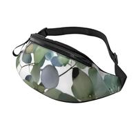 Fashion Bum Bag Green Eucalyptus Leaves, Fanny Pack for Women & Men, Casual Lightweight Adjustable Zippered Pockets Waist Bag for Travel, Sports, Hiking