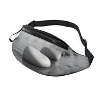 Fashion Bum Bag Grey Zen Stones Picture, Fanny Pack for Women & Men, Casual Lightweight Adjustable Zippered Pockets Waist Bag for Travel, Sports, Hiking