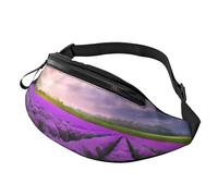 Fashion Bum Bag Lavender Fields, Fanny Pack for Women & Men, Casual Lightweight Adjustable Zippered Pockets Waist Bag for Travel, Sports, Hiking