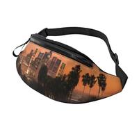 Fashion Bum Bag Los Angeles Palm Trees, Fanny Pack for Women & Men, Casual Lightweight Adjustable Zippered Pockets Waist Bag for Travel, Sports, Hiking