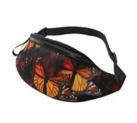 Fashion Bum Bag Monarch Butterflies, Fanny Pack for Women & Men, Casual Lightweight Adjustable Zippered Pockets Waist Bag for Travel, Sports, Hiking