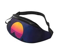Fashion Bum Bag Retrowave Pictures, Fanny Pack for Women & Men, Casual Lightweight Adjustable Zippered Pockets Waist Bag for Travel, Sports, Hiking