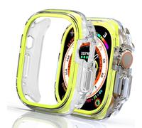 Fashion Bumper 49mm Fit for Apple Watch Ultra 3/2/1 49mm Case, Rugged Face Bezel + Soft Clear Bumper Guard, Anti-Scratch Protective iWatch Cover for Apple Ultra 3/2/1 Strap Accessories - Yellow