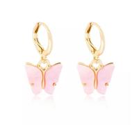 Fashion Butterfly Acrylic Insect Earrings Women Dangle Drop Earring Cute-Pink2