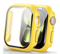 Fashion Case Compatible with Apple Watch Series 11/10 46mm Case, Tempered Glass Screen Protector + Unique Color Protective Face Cover for iWatch s11 & s10 46mm Strap Accessories - Yellow
