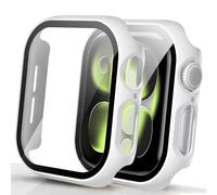 Fashion Case Compatible with Apple Watch Series 11/10 46mm Case, Tempered Glass Screen Protector + Unique Color Protective Face Cover for Apple iWatch Series 10/11 46mm Strap Accessories - White