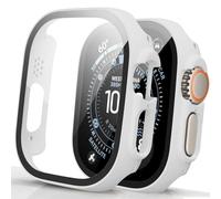 Fashion Case Compatible with Apple Watch Ultra 3/2/1 49mm Case, Tempered Glass Screen Protector + Unique Color Protective Face Cover for Apple iWatch Ultra 3/2/1 49mm Strap Accessories - White