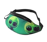 Fashion Casual Green Aliens Bum Bag – Adjustable Fanny Pack, Hip Pack, Waist Bag for Women & Men – Durability, Lightweight, Secure Zip Waistpacks for Hiking, Travel & Outdoor