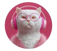 Fashion Cat Round Mouse Pad 10 Inch, Ultra-Smooth Circular Mousepad with Non-Slip Rubber Base for Computers Laptop