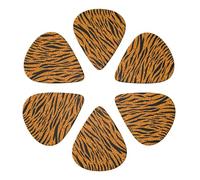 Fashion Celluloid Guitar Picks Set Animal Print Tiger Stripe, 6 Pack Plectrums for Bass, Mandolin, Acoustic Guitarists, Multi-Thickness 0.46mm/0.71mm/0.96mm