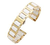 Fashion Ceramic Watch Strap 12mm 14mm 16mm 17mm 18mm 20mm Men Women Universal Quick WatchBand Stainless Steel Bracelet(White gold,16mm)