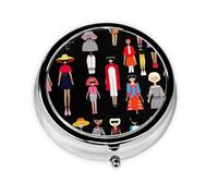 Fashion Character Pattern Mini Round Pill Box, can be Put into Wallet, Pocket, Light and Convenient, 3 Compartment Pill Box, Portable Pill Box,