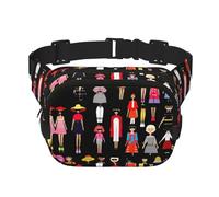 Fashion character pattern Pattern trendy fashionable waist bag, unisex travel sports messenger bag
