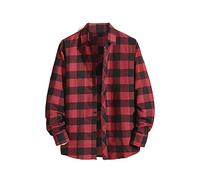 Fashion Check Shirts for Men Loose Fit Casual Outings Long Sleeve Shirt with Pocket Checked Shirt Button Down Outdoor Shirts Walking Hiking Shirt Lightweight Formal Shirts Tops for Travel