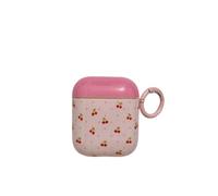 Fashion Cherry Pattern Case for AirPods 1/2, Shock-Absorbing Case Cover with Keychain Accessories