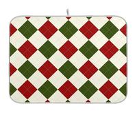Fashion Christmas Buffalo Plaid Reusable Drying Dish mat 18x24 Rectangle Large Dish Drainer Tray Decorative Home Decor Essentials