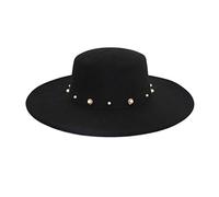 Fashion Classic Wool Blend Fedora Hat Flat Top Hat Panama Style Bowler Cap Brim Flat Church Derby Cap Elegant Fedora Hat for Women Men Felt Pork Pie Hat New #3_Black