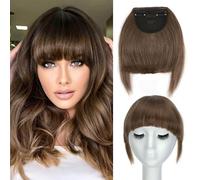 Fashion Clip In Bangs Hair Extensions Front Full Neat Bangs Fringe 2 Clips One Piece Thick Straight Hairpiece Accessories Hairpiece For Women Light Auburn