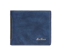 Fashion Color Blocking Short Wallet Men Leather Open Purse Multiple Card Slots Clutch Bag Holder Wallet Leather (Blue, One Size)