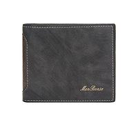 Fashion Color Blocking Short Wallet Men Leather Open Purse Multiple Card Slots Clutch Bag Holder Wallet Leather (Black, One Size)