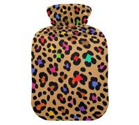 Fashion Color Leopard Brown Travel hot Water Bottle with Soft Cover, 2L Warm Compress for Hot and Cold Therapies, Hot and Cold Therapies, Bolsa de agua Caliente para el Dolor