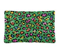 Fashion Color Leopard Green Washable Dog Beds Crate Pad Soft Anti-Slip Pet Kennel Beds for Large Jumbo Medium Small Dogs 36" x 24"