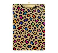 Fashion Color Leopard Khaki Acrylic Speech Therapy clipboard Standard Letter A4 Size Transparent for Nursing Student Trade Quest Gold 12x9in Tablas para escribir