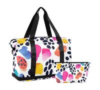 Fashion Color Leopard Print Luggage Travel Bag with Wet Pocket Adjustable Strap Sports Duffel Bags for Travel Waterproof for Men Women
