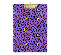 Fashion Color Leopard Purple Acrylic clipboard Clips Standard Letter A4 Size Plastic for Soccer Truck Driver Gold 12x9in Tabla para escribir