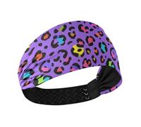 Fashion Color Leopard Purple Cooling thick headbands for women Elastic hairbands for washing face Running Running basketball