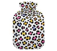 Fashion Color Leopard White hot Waterbottle with Soft Cover, 2L hot Water Bag for Menstrual Cramps, Menstrual Cramps, Bolsa de agua Caliente para el Dolor