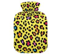 Fashion Color Leopard Yellow Cute hot Water Bottle with Soft Cover, 2L Water Bottle Bag for Neck Shoulder Warmer, Neck Shoulder Warmer, Bolsa Caliente para Dolores Menstrual