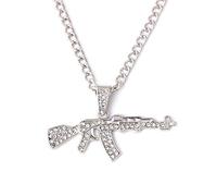 Fashion Cool AK47 Gun Model Pendant Necklace Hip Hop Jewelry Gold Necklaces For Men And Women Stainless Steel Chain